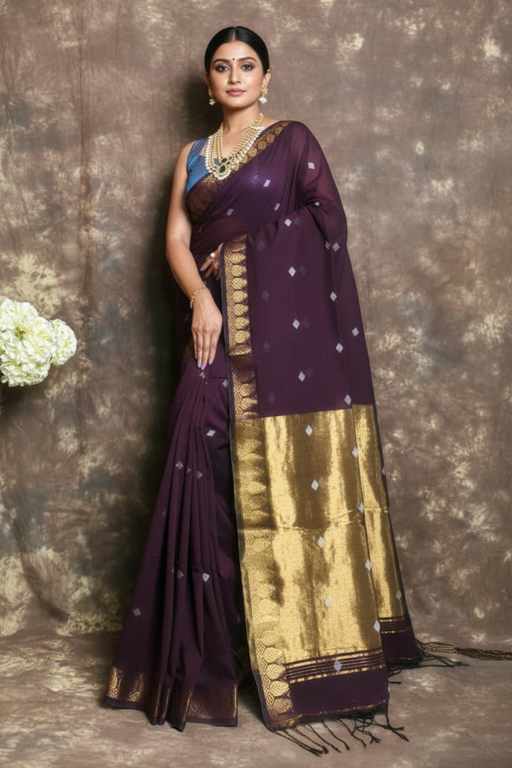 Golden Horizon Cotton Banarasi Saree