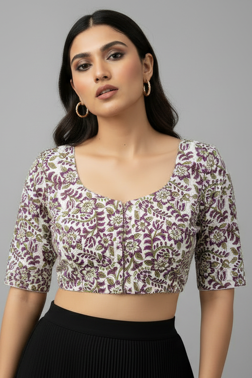 Live Everyday - Printed Cotton Designer Blouse