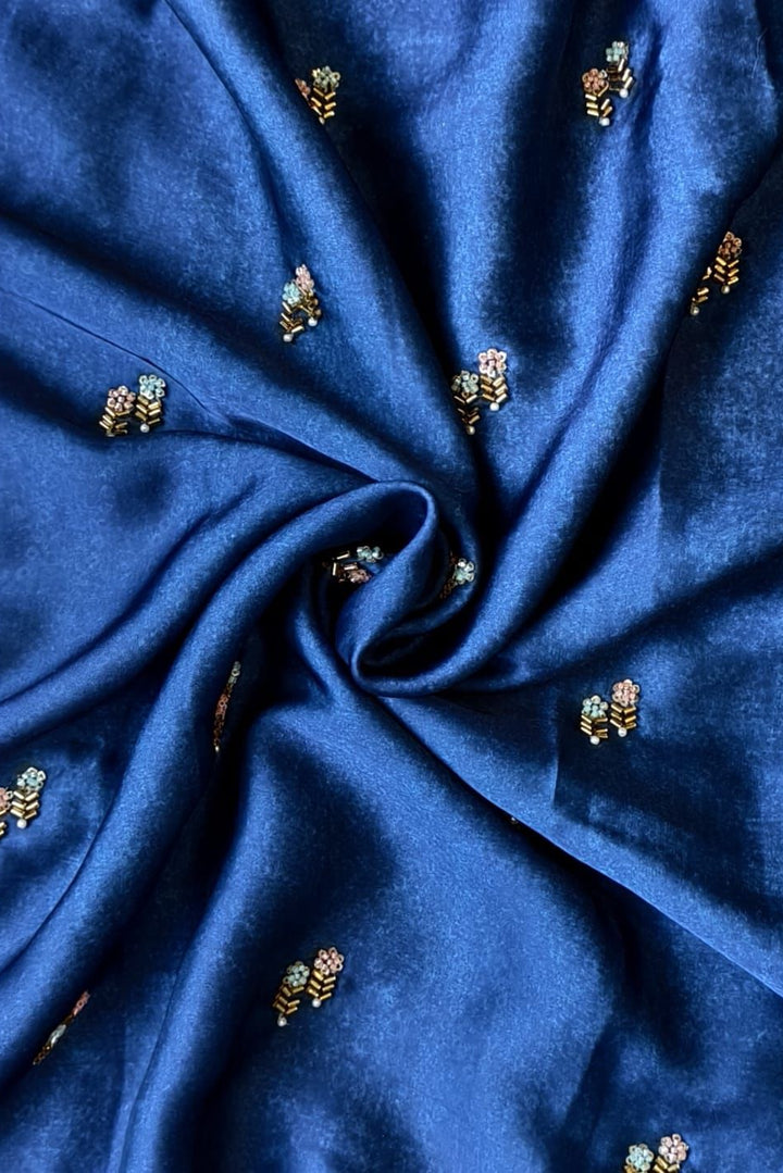 Emerald Glow Satin Dola Silk Saree