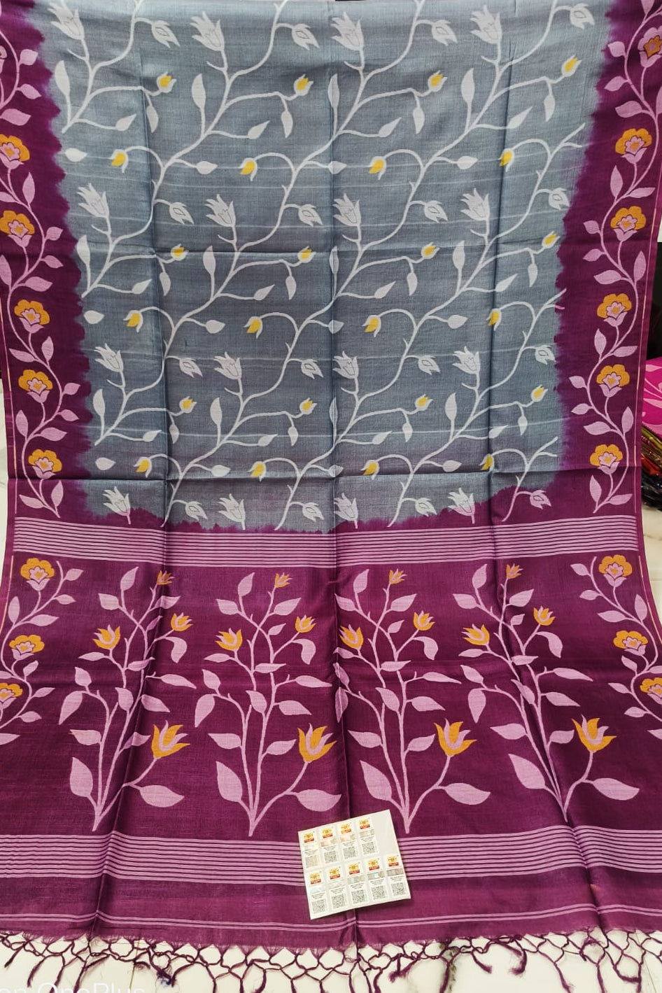 Boshonto Lata Gachi Tussar Jamdani Saree