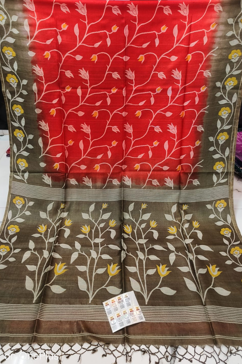 Boshonto Lata Gachi Tussar Jamdani Saree