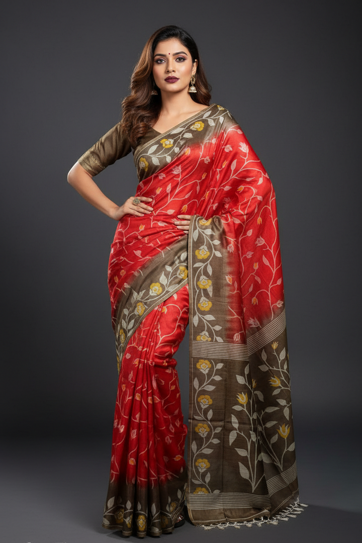 Boshonto Lata Gachi Tussar Jamdani Saree