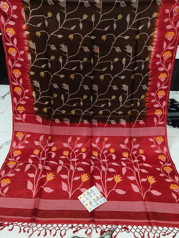 Boshonto Lata Gachi Tussar Jamdani Saree