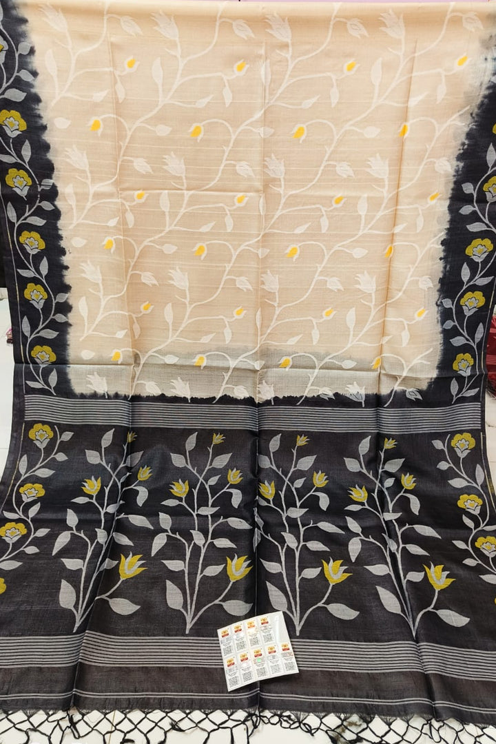 Boshonto Lata Gachi Tussar Jamdani Saree