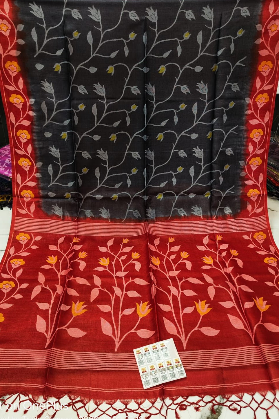 Boshonto Lata Gachi Tussar Jamdani Saree