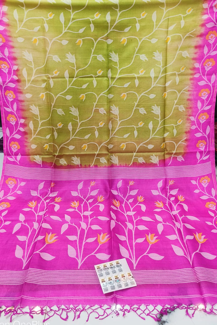 Boshonto Lata Gachi Tussar Jamdani Saree