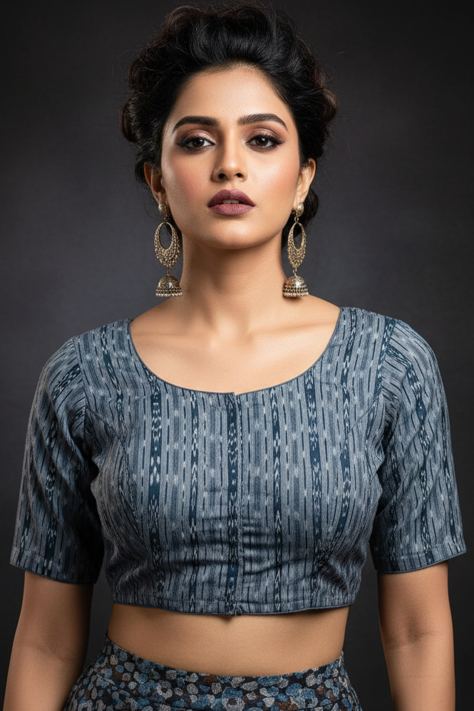 Ikkat Elegance - Printed Cotton Designer Blouse