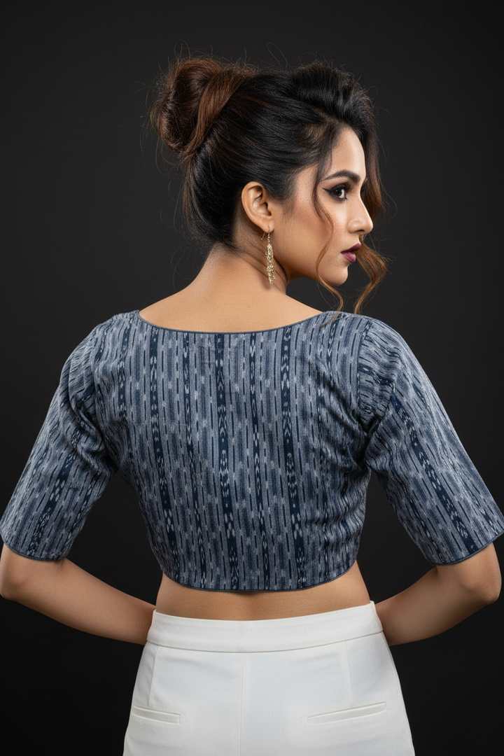 Ikkat Elegance - Printed Cotton Designer Blouse
