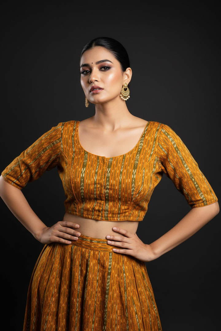 Ikkat Elegance - Printed Cotton Designer Blouse