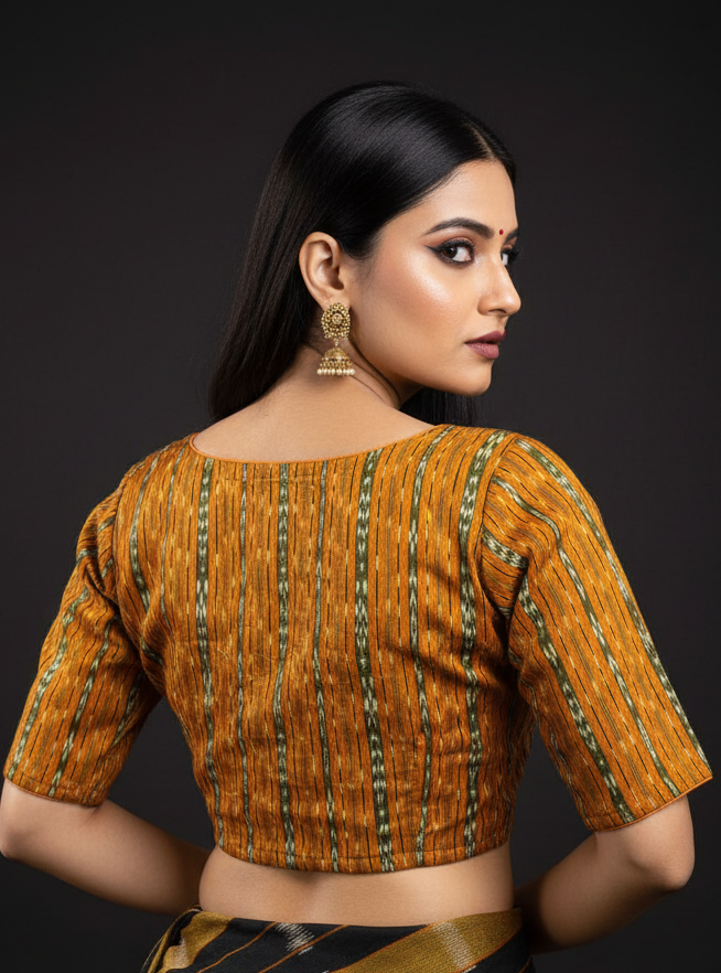 Ikkat Elegance - Printed Cotton Designer Blouse