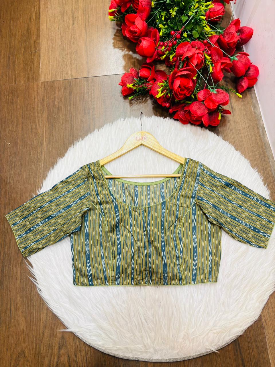 Ikkat Elegance - Printed Cotton Designer Blouse