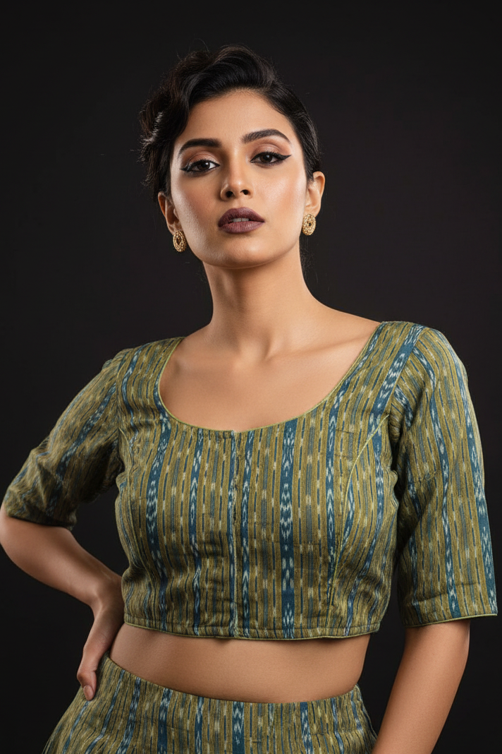Ikkat Elegance - Printed Cotton Designer Blouse