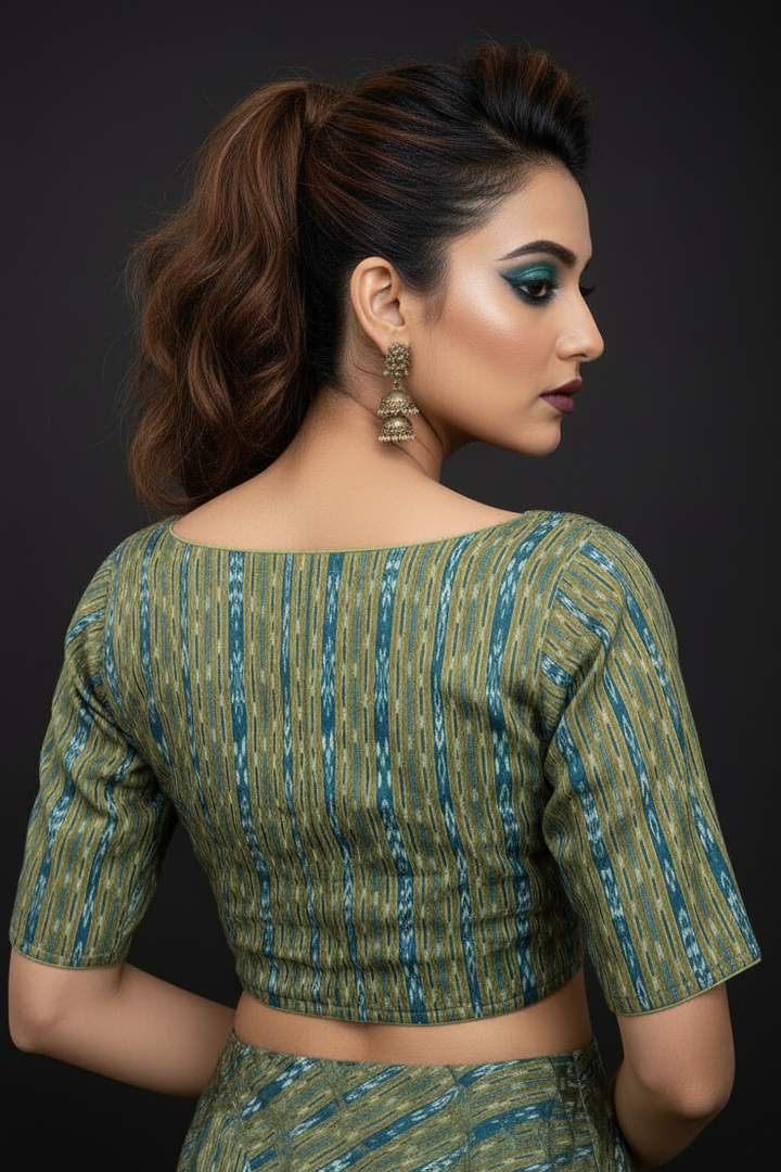 Ikkat Elegance - Printed Cotton Designer Blouse