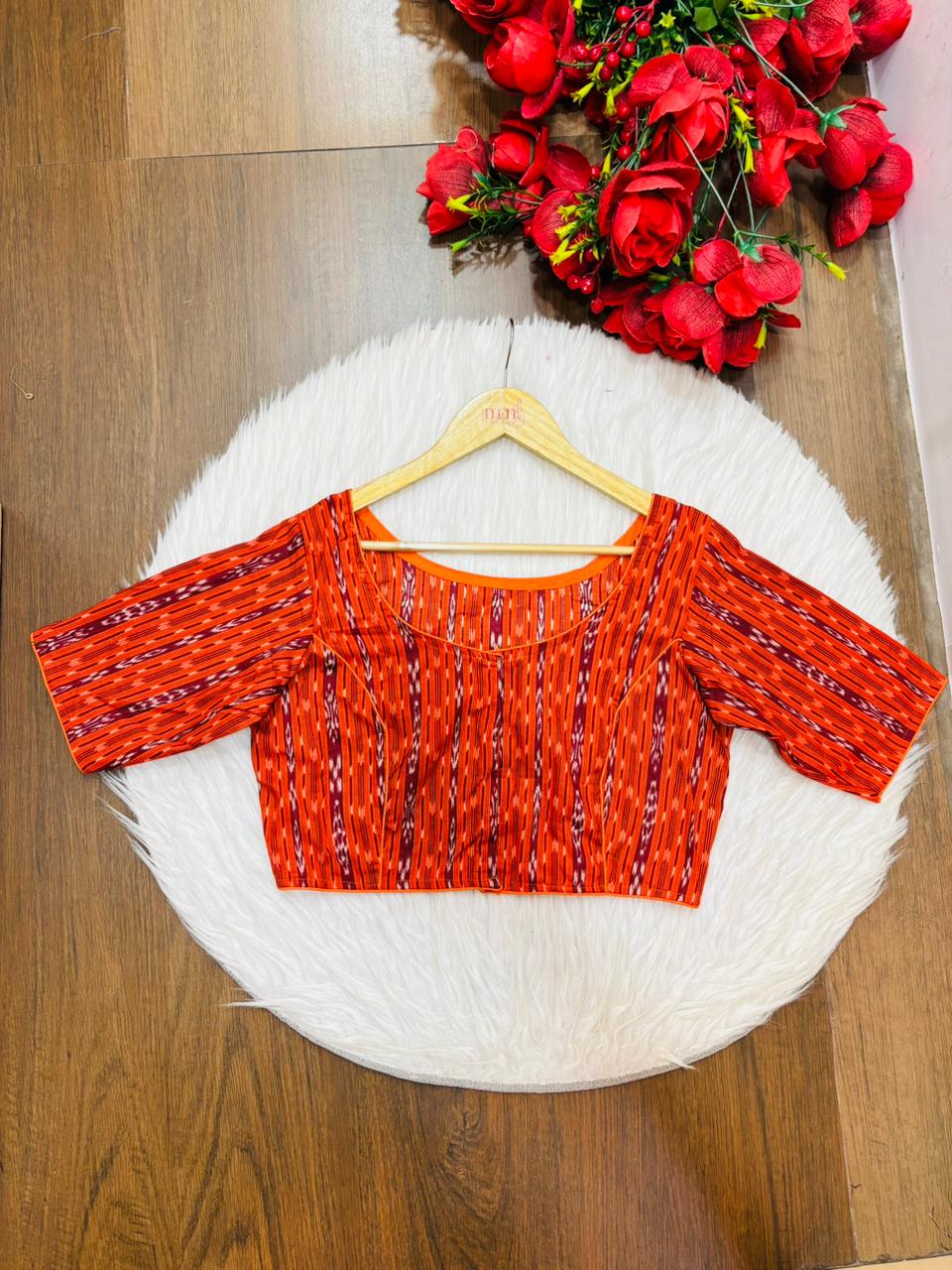 Ikkat Elegance - Printed Cotton Designer Blouse