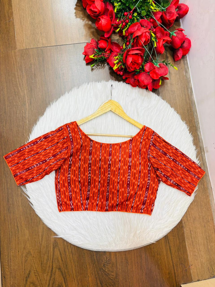 Ikkat Elegance - Printed Cotton Designer Blouse