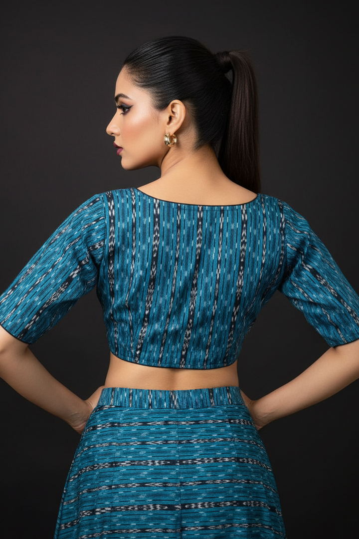 Ikkat Elegance - Printed Cotton Designer Blouse