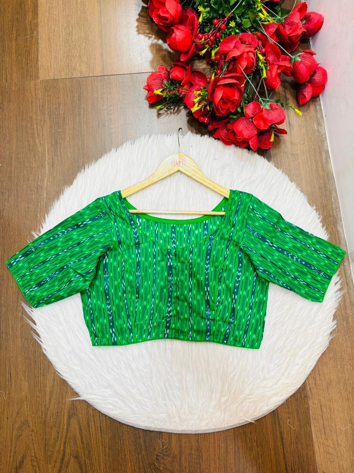 Ikkat Elegance - Printed Cotton Designer Blouse