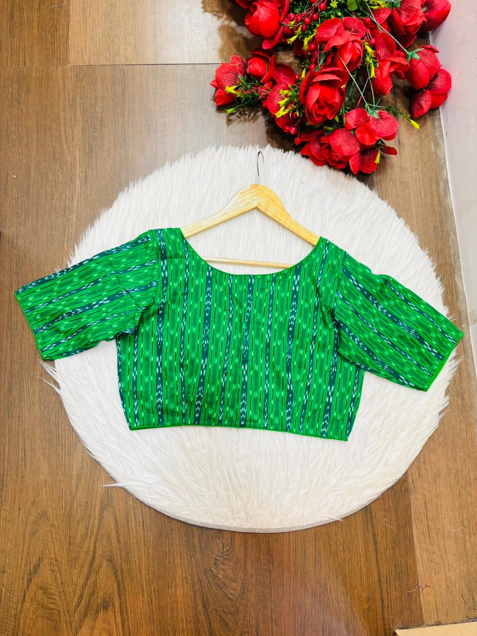 Ikkat Elegance - Printed Cotton Designer Blouse