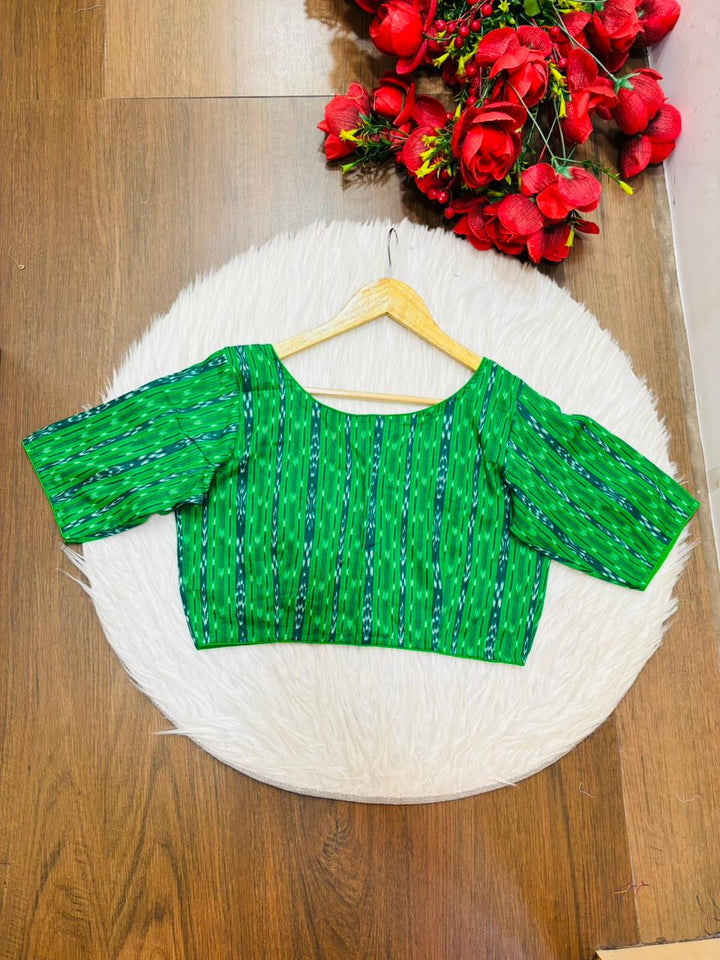 Ikkat Elegance - Printed Cotton Designer Blouse