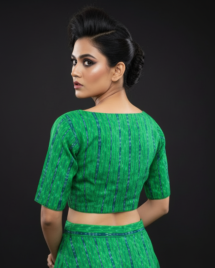 Ikkat Elegance - Printed Cotton Designer Blouse