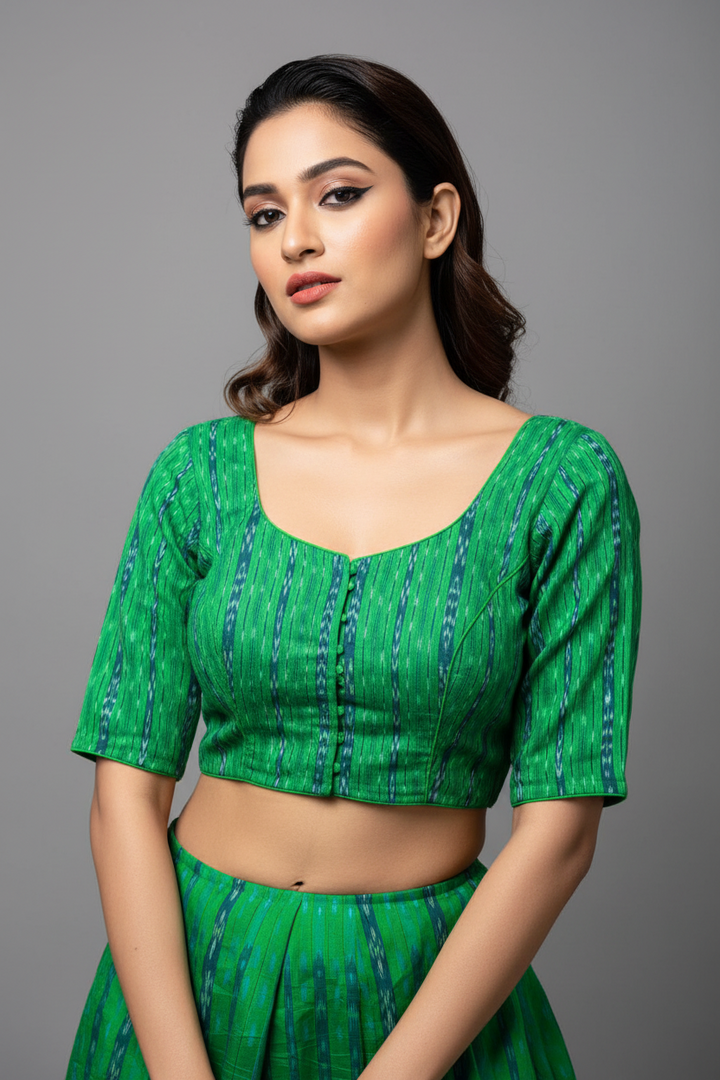 Ikkat Elegance - Printed Cotton Designer Blouse