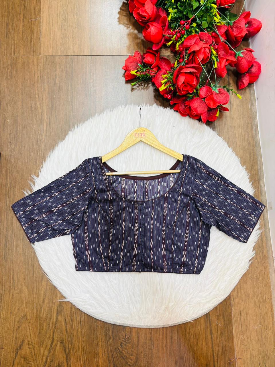 Ikkat Elegance - Printed Cotton Designer Blouse