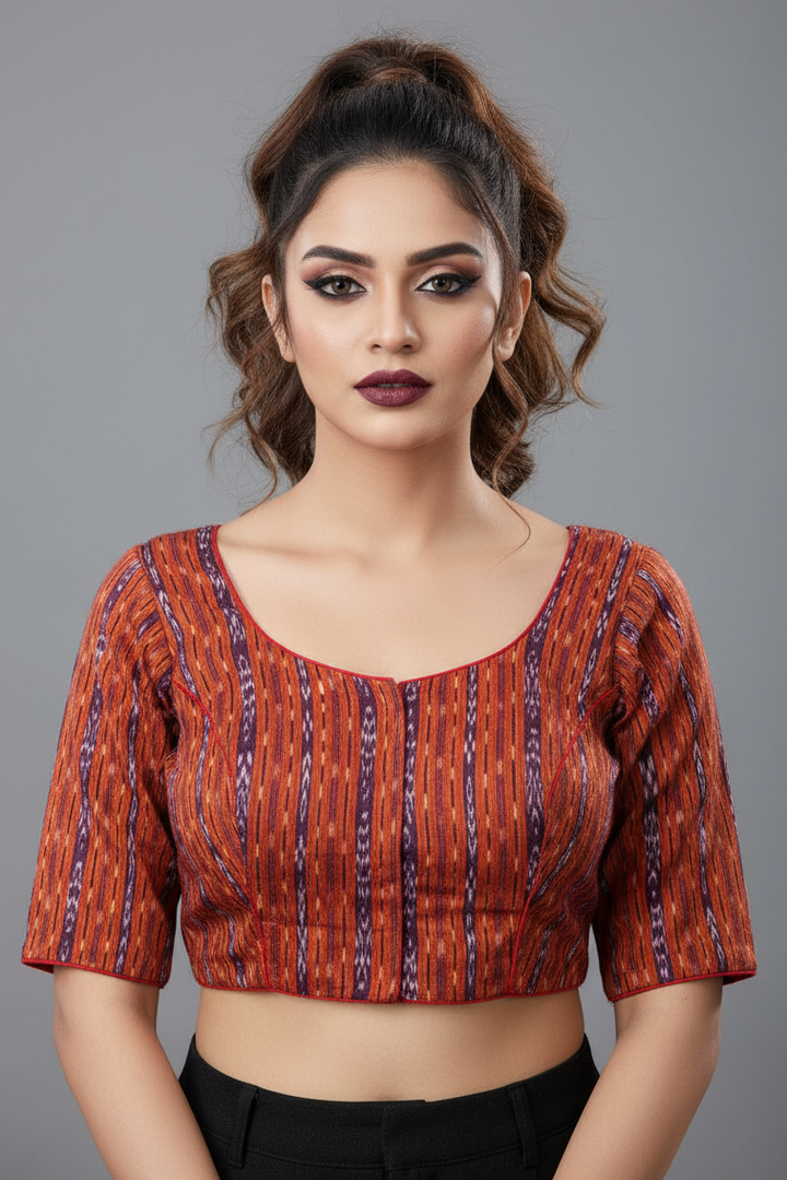 Ikkat Elegance - Printed Cotton Designer Blouse