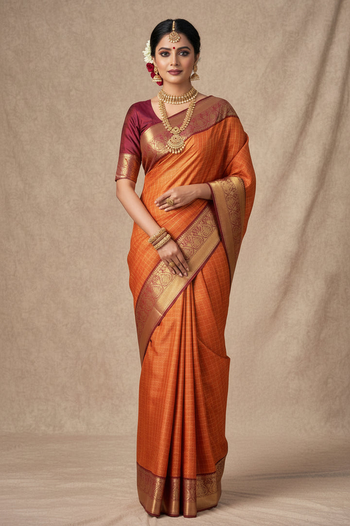 Sunrise Splendor Banarasi  Kanchipuram Saree