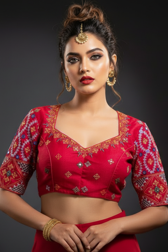 Kutch Style Vichitra Silk Blouse