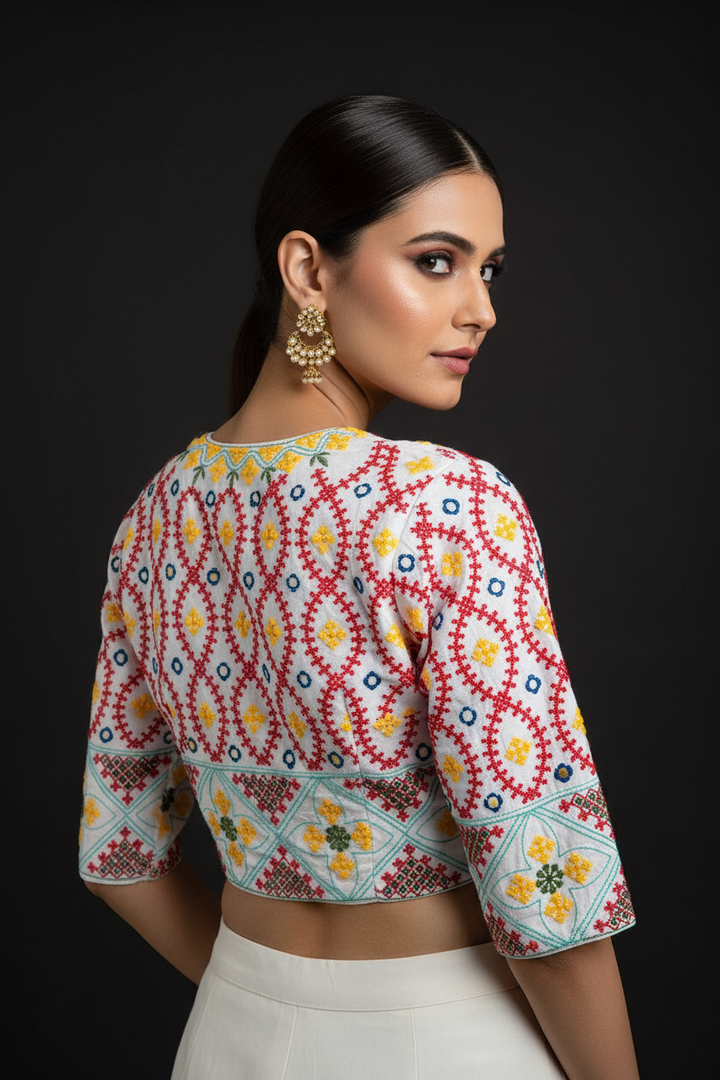 Kutch Style Vichitra Silk Blouse