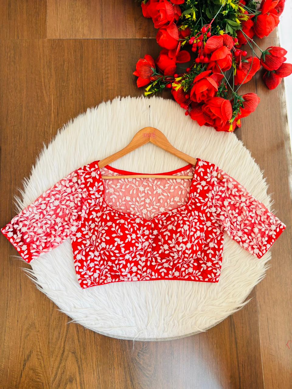 Glow in Solitude Designer Net Blouse