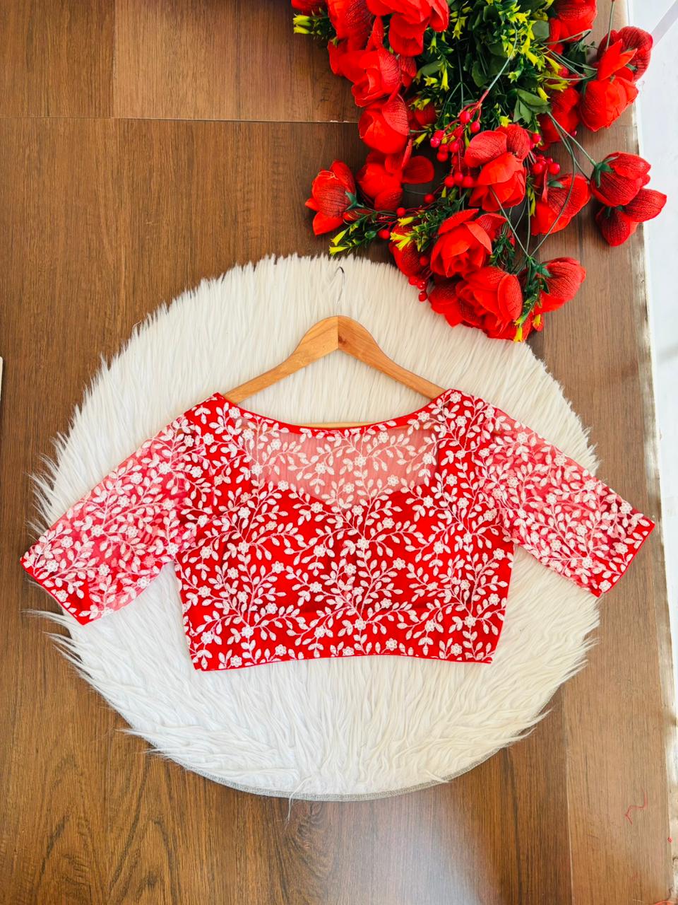 Glow in Solitude Designer Net Blouse