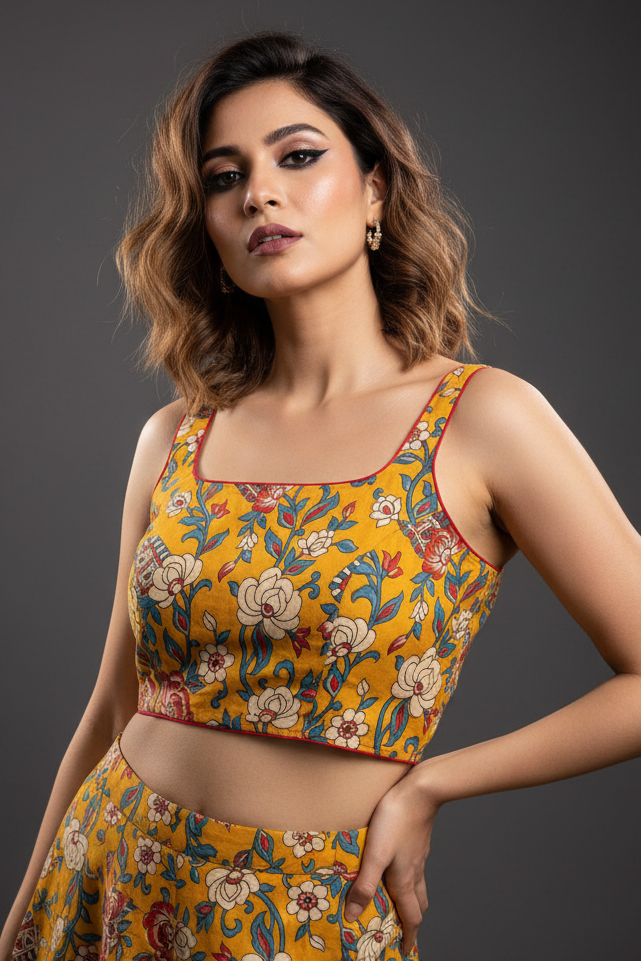 Pop Fusion kalamkari-Designer Blouse