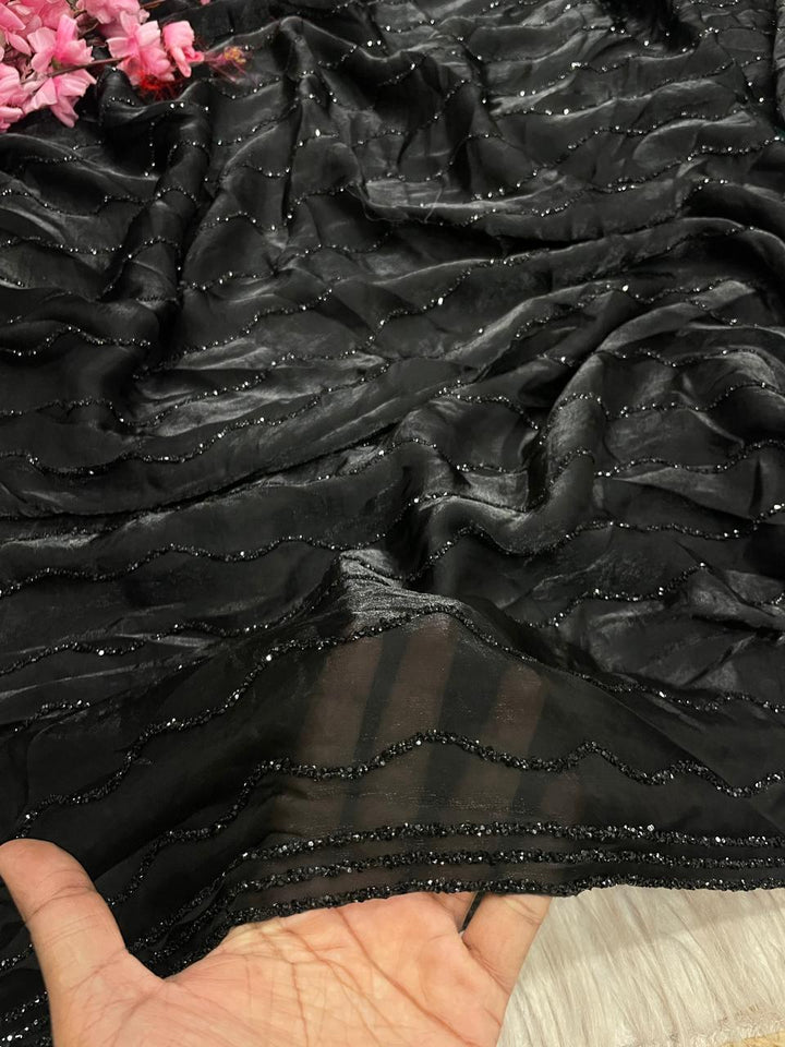 Obsidian Glow fancy Silk Saree