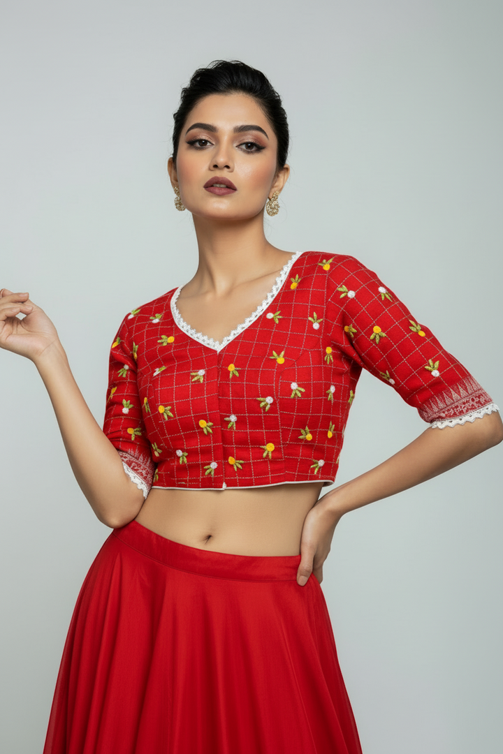 Shade Of French Knot (Designer Cotton Blouse)