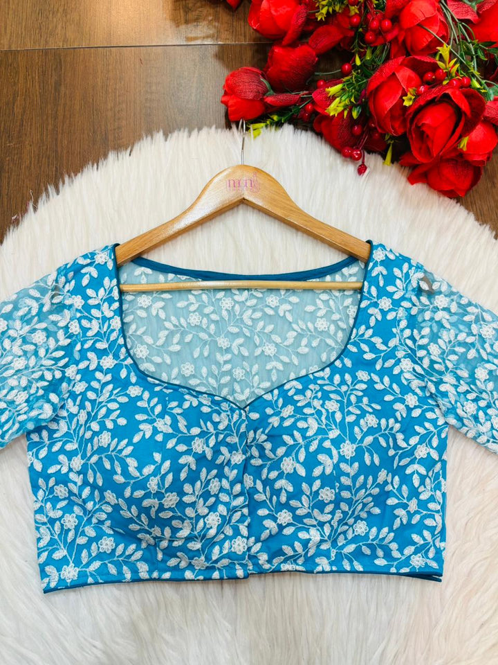 Glow in Solitude Designer Net Blouse