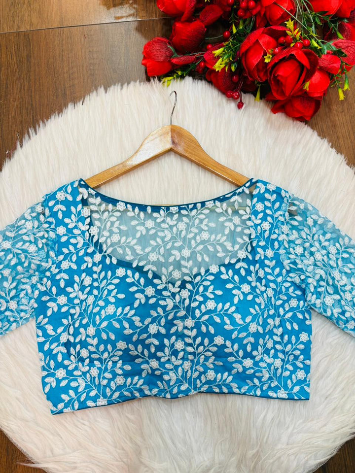 Glow in Solitude Designer Net Blouse
