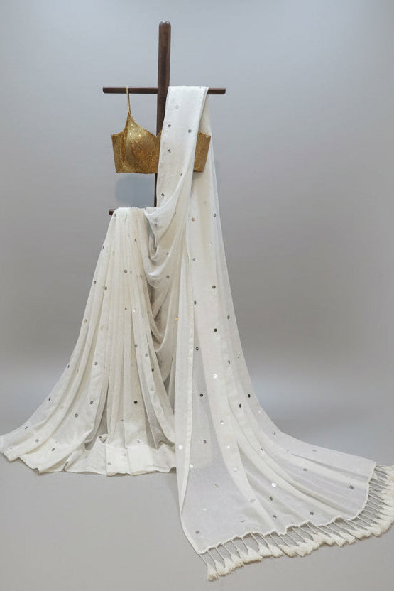Sitara Snow- Khadi Cotton Saree