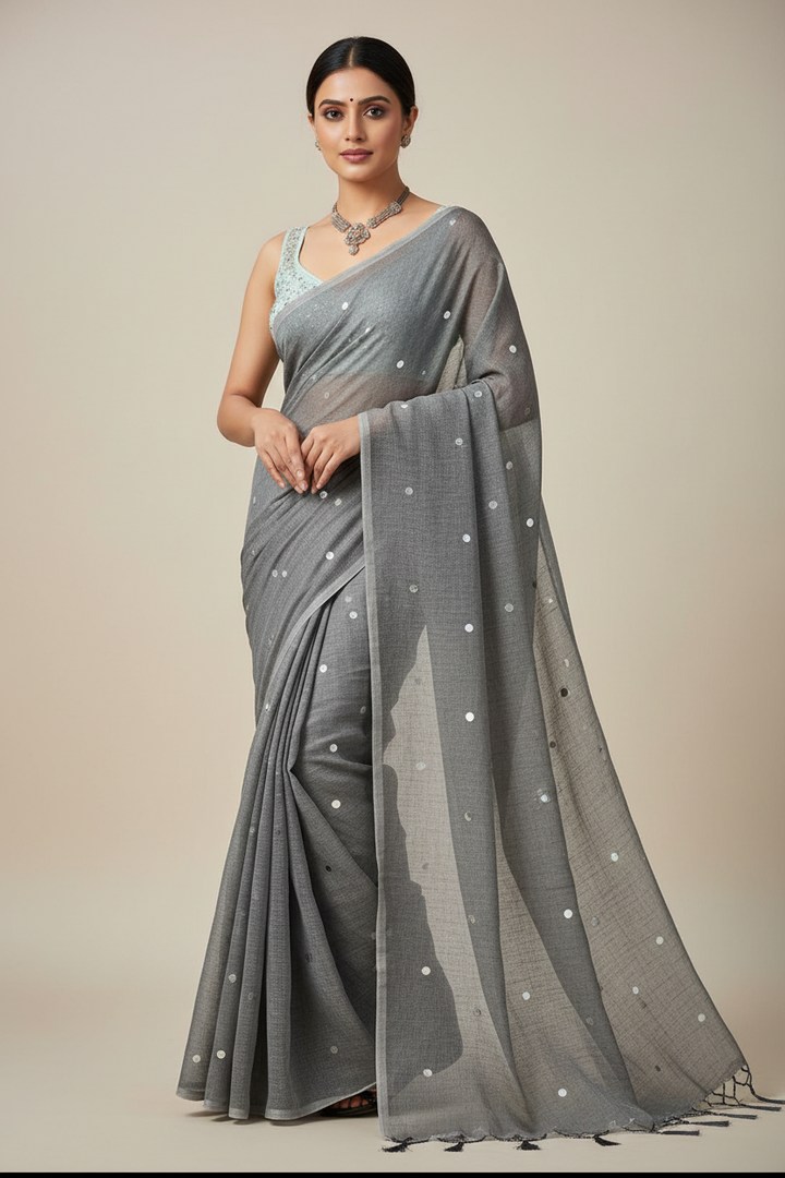 Sitara Snow- Khadi Cotton Saree