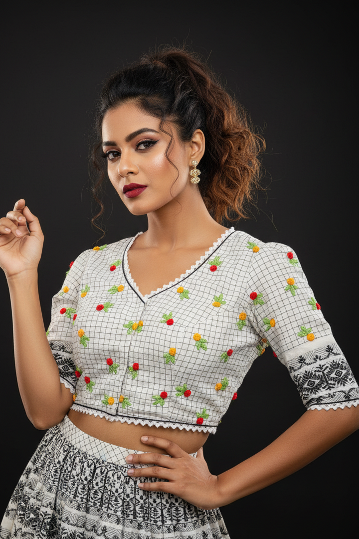 Shade Of French Knot (Designer Cotton Blouse)