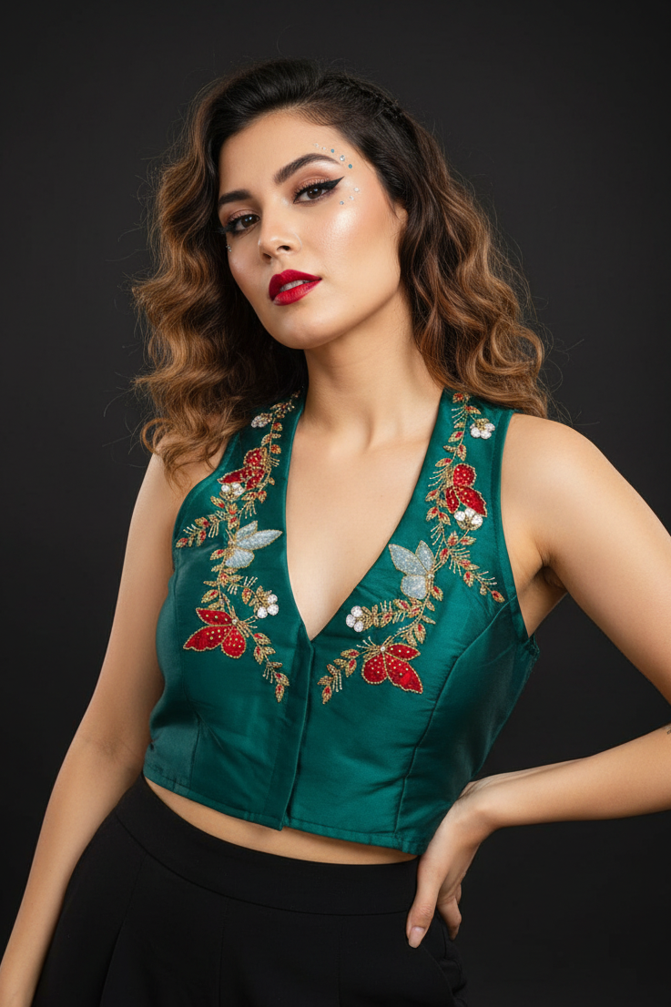 Dreamy Look- Aari Hand work Halter Blouse