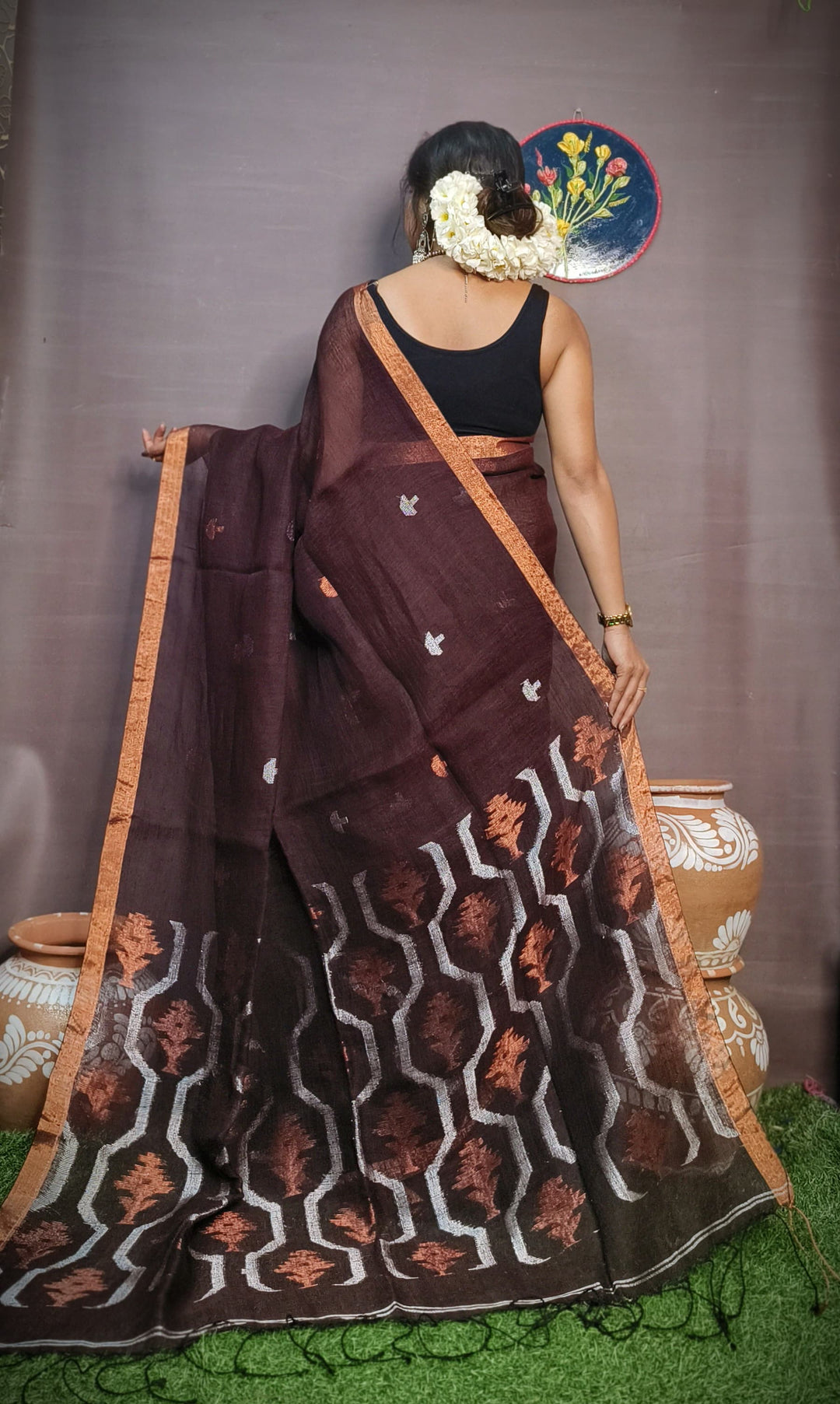 Subarnalata Soft Linen Jamdani Saree