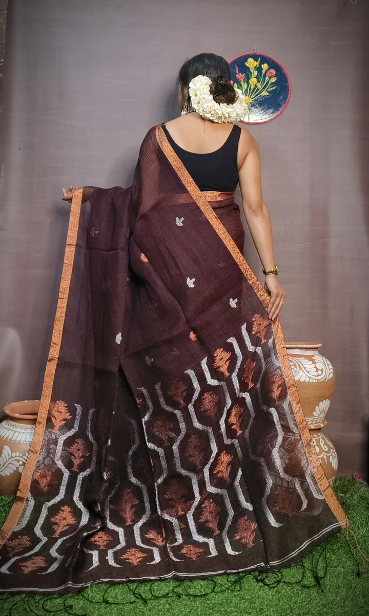 Subarnalata Soft Linen Jamdani Saree