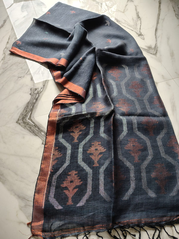 Subarnalata Soft Linen Jamdani Saree