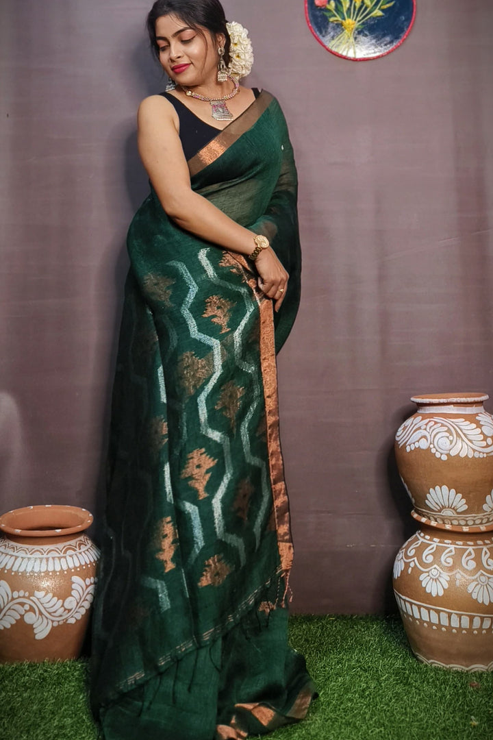 Subarnalata Soft Linen Jamdani Saree