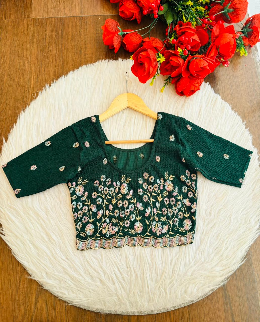 Finest of fine- Floral Stretchable Knitted Blouse
