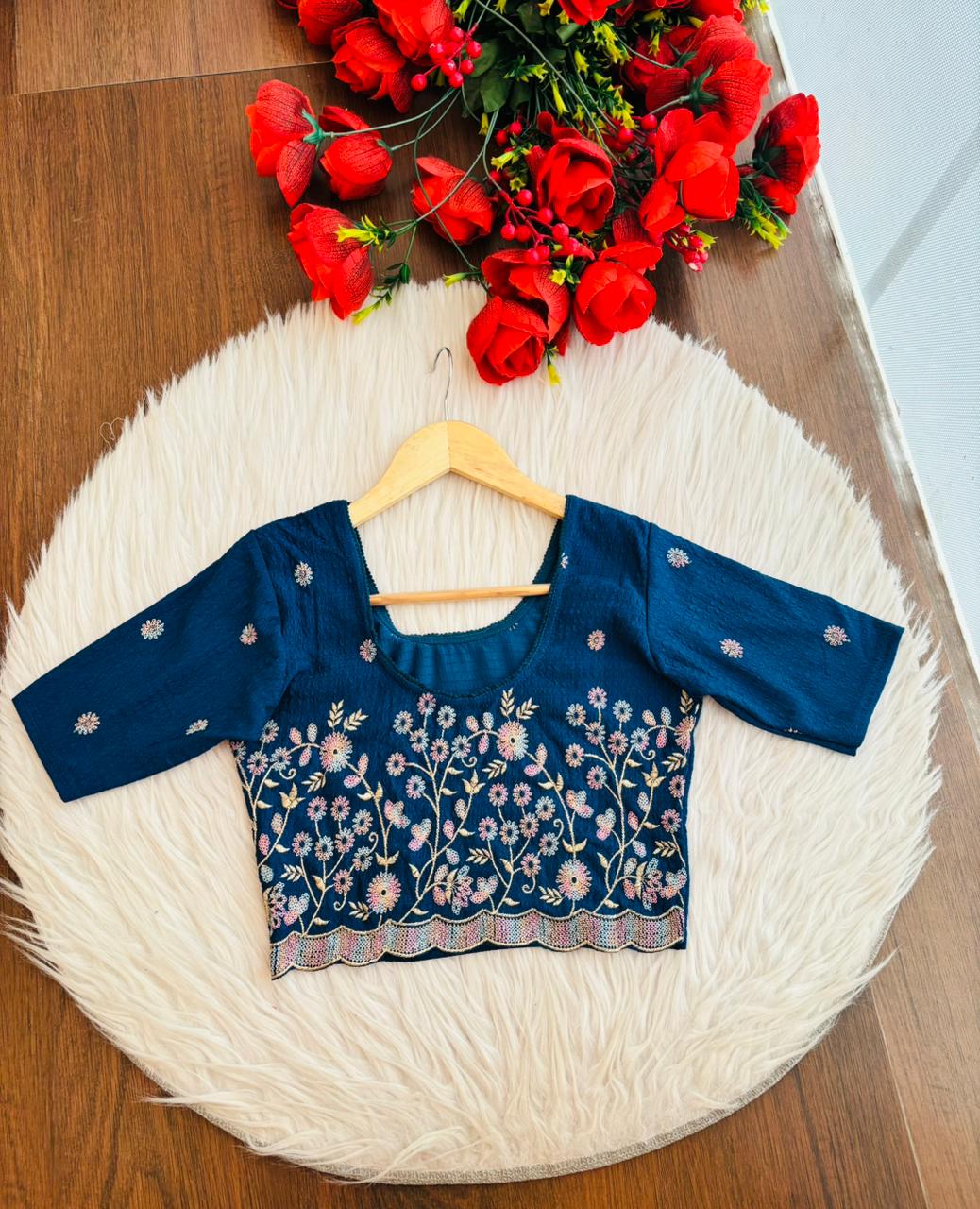 Finest of fine- Floral Stretchable Knitted Blouse