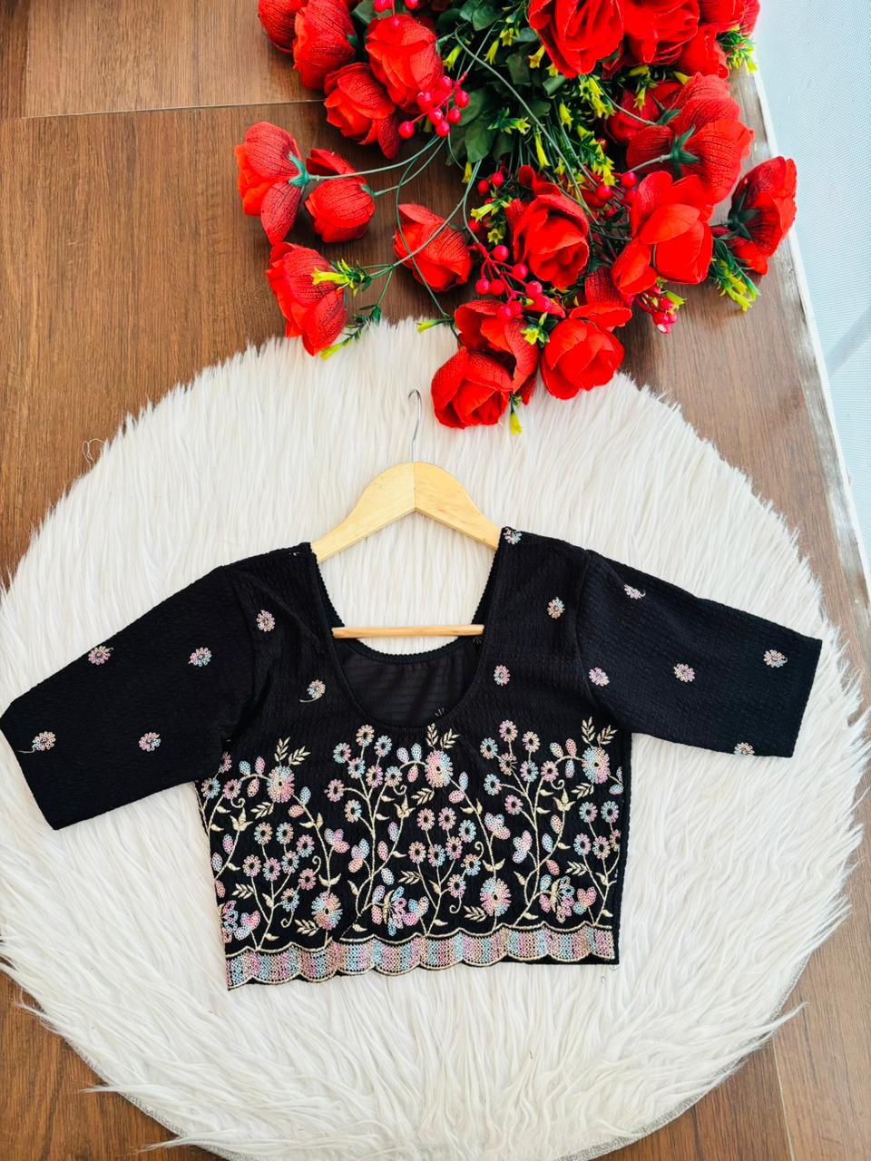 Finest of fine- Floral Stretchable Knitted Blouse