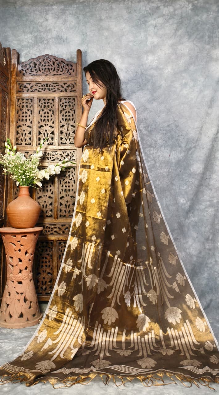 Tulip Bloom Tissue Cotton Saree