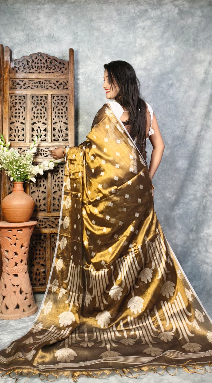 Tulip Bloom Tissue Cotton Saree